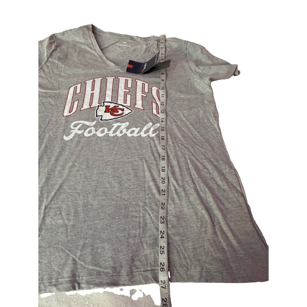 Kansas City Chiefs Fanatics Womens XL Gray V Neck T Shirt NFL Football NWT - Picture 3 of 7